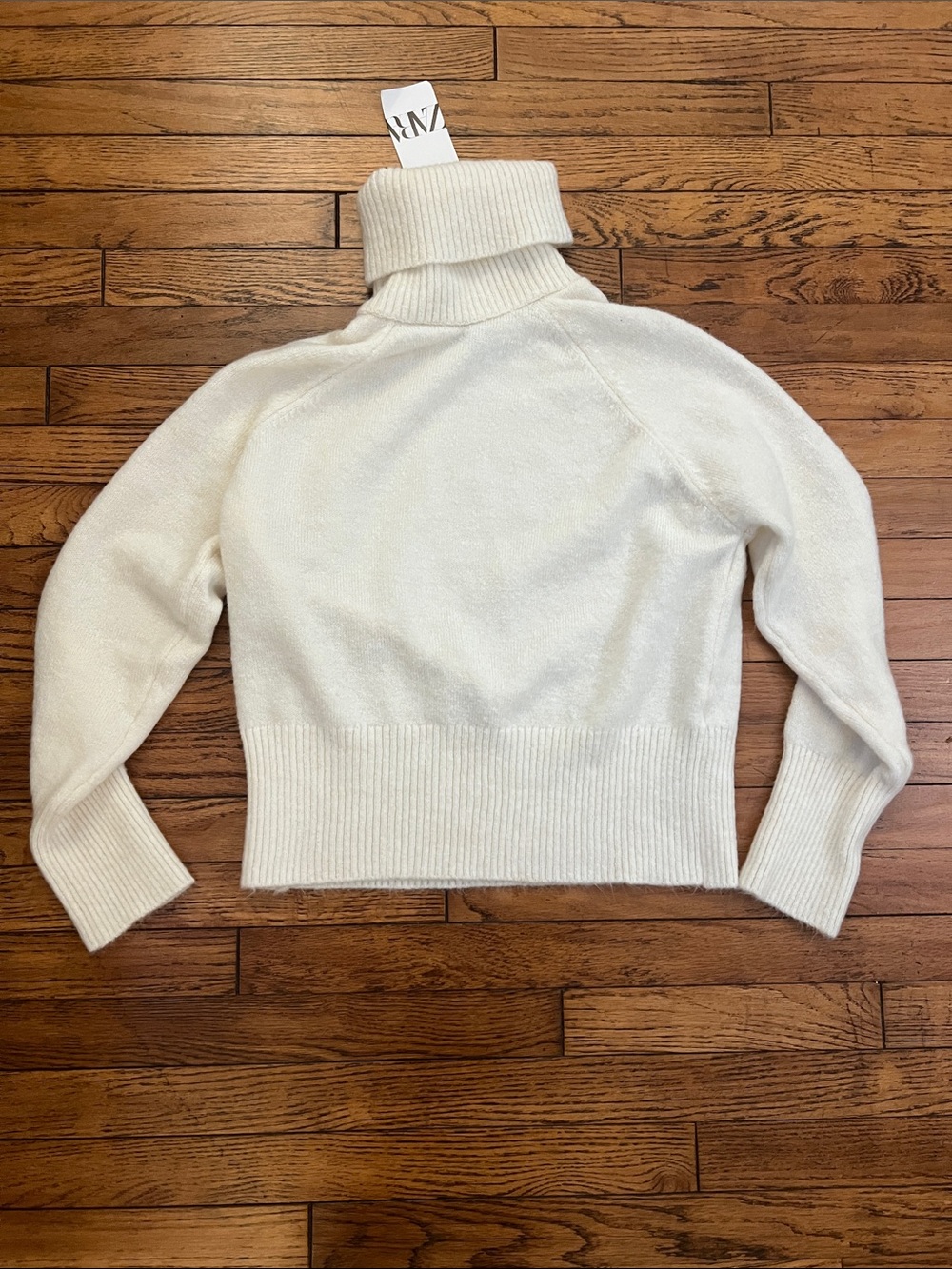 Zara Cream Fold-Over Turtleneck Sweater